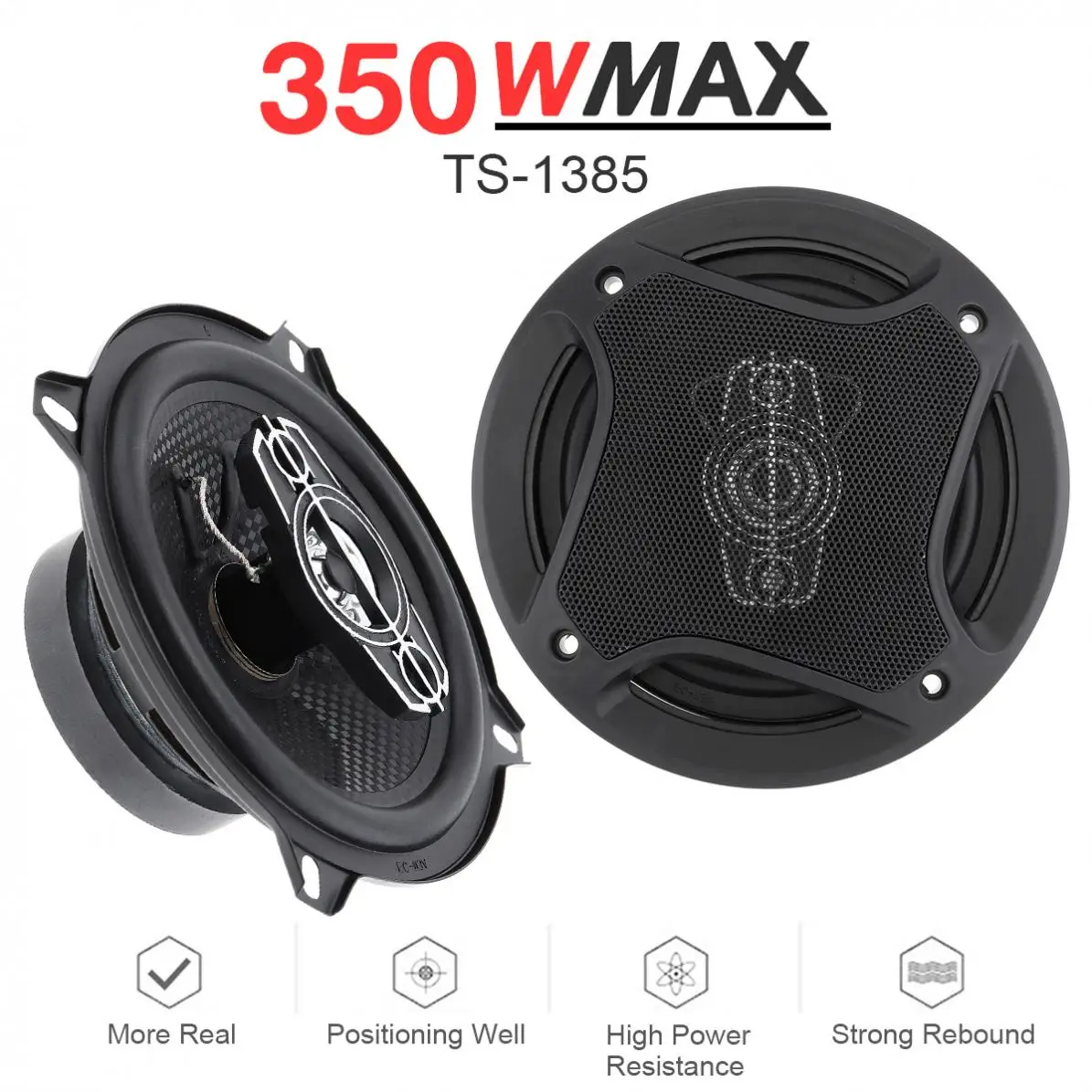 

2pcs 5 Inch 12V 13cm 350W 12V Car Coaxial Speaker Auto Audio Music Stereo Full Range Frequency Hifi Non-destructive Installation