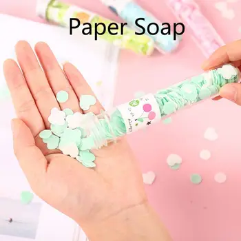 

1pc Portable Paper Soaps Washing Hand Mini Disposable Scented Slice Sheets Foaming Soap Case Cleaning Paper Bathroom Accessories