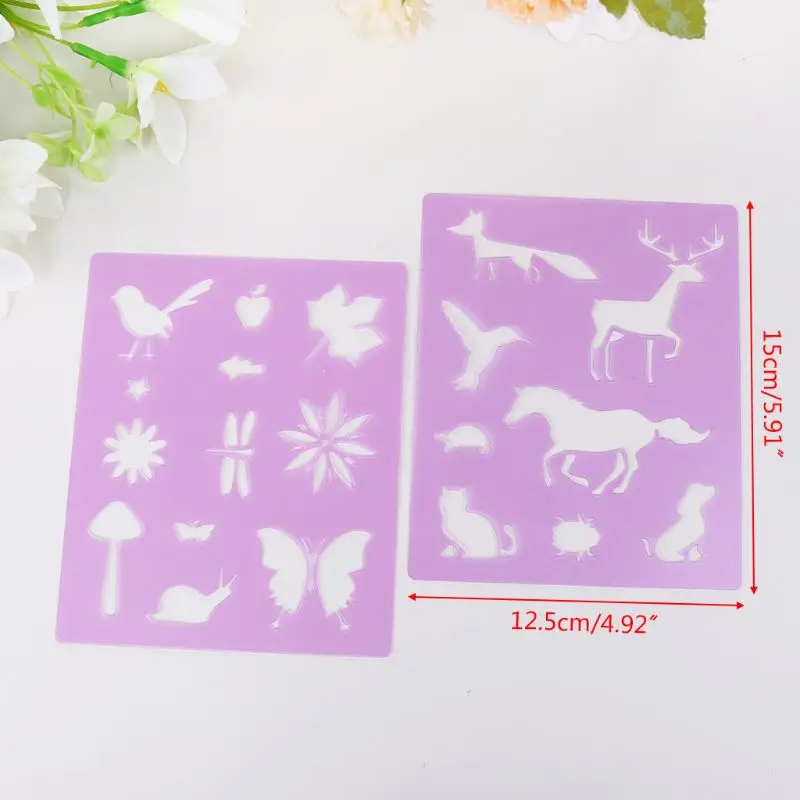 

14pcs/set Letters Animal Drawing Template Stencil Painting Embossing DIY Album