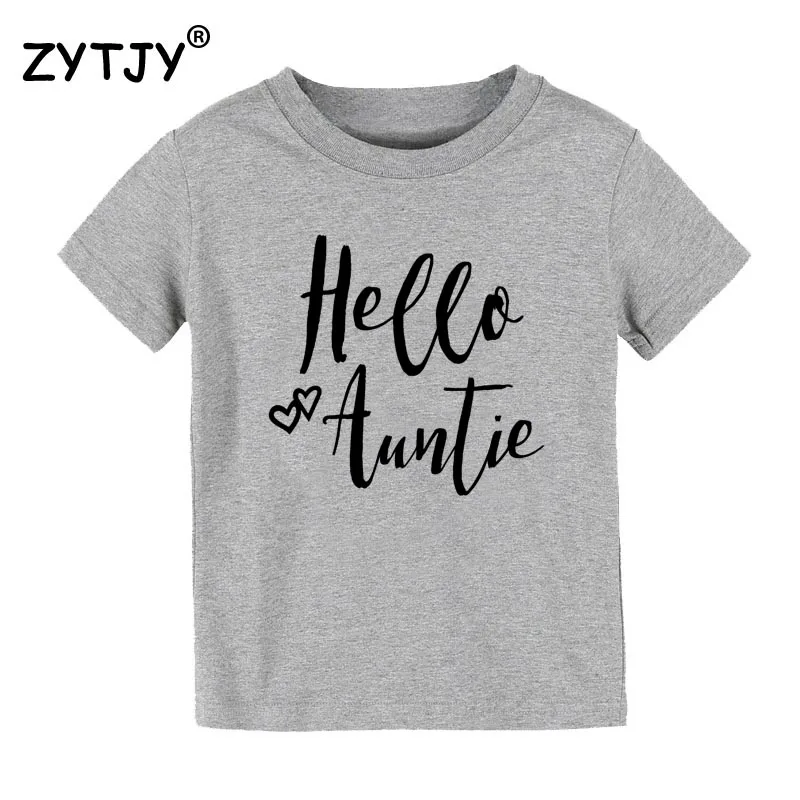Детская футболка с принтом «Hello Auntie» футболка для мальчиков и девочек, детская одежда для малышей Забавные футболки Tumblr, Прямая поставка, CZ-86