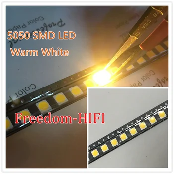 

2000pcs SMD LED Diode 5050 Warm White 15-18LM 60mA DC 3V Ultra Bright Light Emitting Diode Lamp SMT Surface Mount Bead for PCB