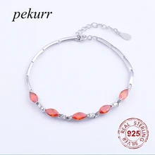 Pekurr ювелирные изделия из стерлингового серебра 925 пробы 5 красный красочный кубический циркон женский браслет модные вечерние аксессуары украшения из камней