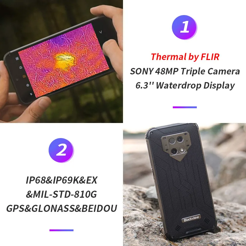 Blackview BV9800 Pro, первый в мире смартфон с тепловизором, Helio P70, Android 9,0, 6 ГБ+ 128 ГБ, водонепроницаемый, 6580 мАч, мобильный телефон