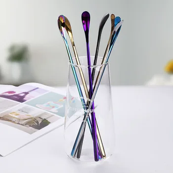

Long Handle Stir Spoon Creative Ice Cream Dessert Scoop Mixing Flatware Stainless Steel Spoon High Quality Kitchen Supplies