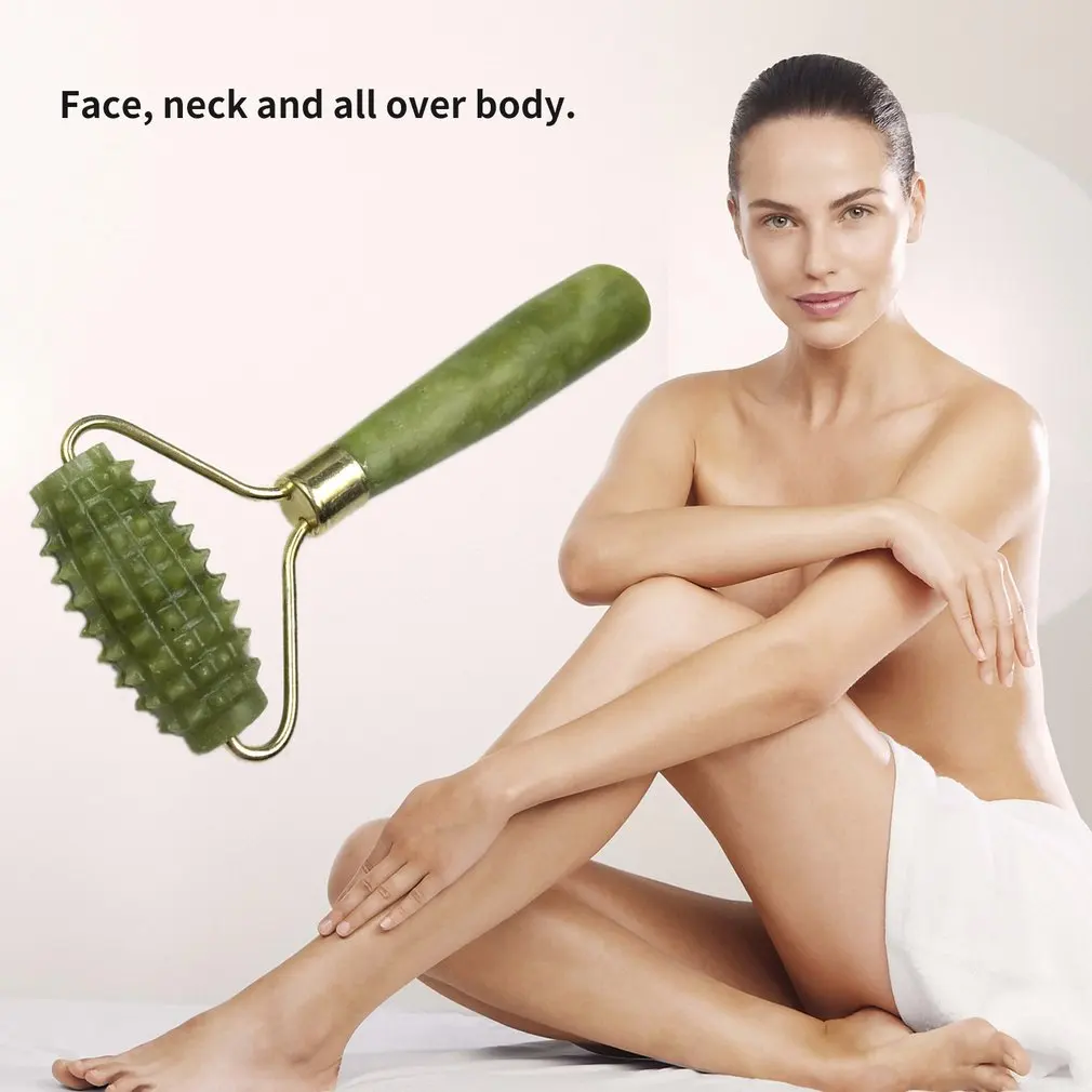 

Natural Jade Stone Face Arms Neck Massage Roller Relaxation Stress Reduction Natural Beauty Tool Acupressure Massager