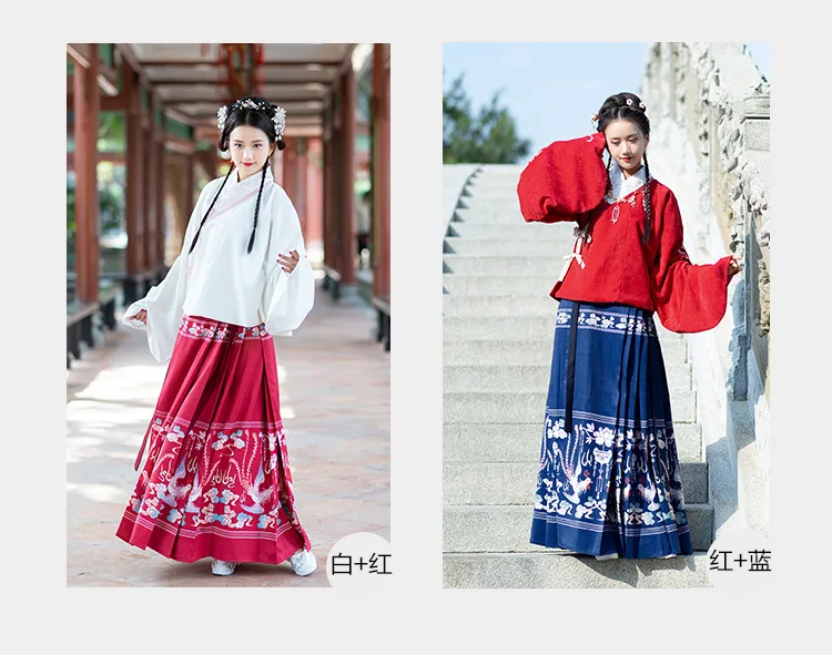 Новая мода Hanfu Женская юбка Феи Ретро ежедневное улучшение Hanfu Китайский стиль Одежда для выступлений Китайский народный танец костюм