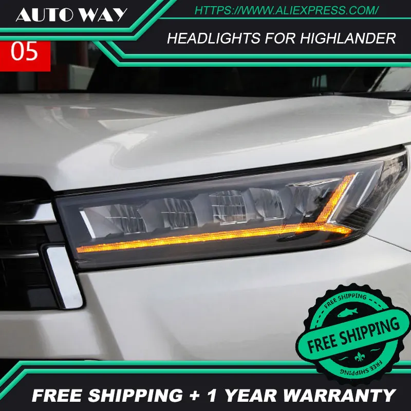 Автомобильный Стайлинг чехол для лампы Toyota Highlander 2018 светодиодный фара s H7 D2H Hid Angel