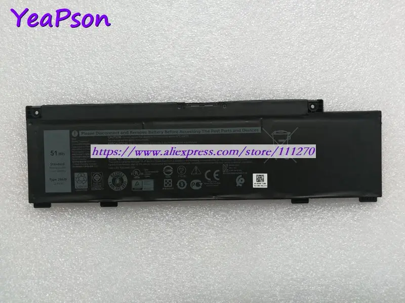 Yeapson 11 4 в 51Wh подлинный 266J9 Аккумулятор для ноутбука Dell G3 15 3590 Ins 15PR 1545W 1548BR 1645W 1648BR