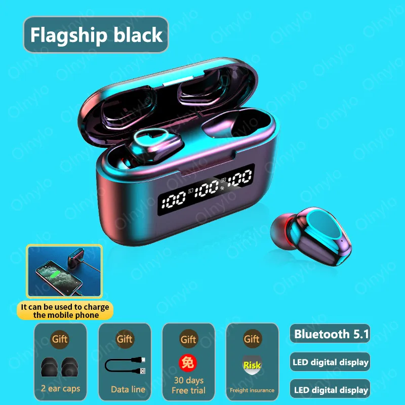 Display Headphones LED Power Sports Bluetooth 5 1 For iphone 12 pro max Earphone 3500mAh Wireless Headsets Touch Control Earbuds