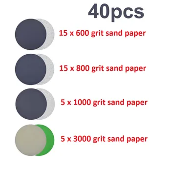 

40Pcs Sandpaper Silicon Carbide Wet/Dry Waterproof 600 800 1000 3000 Grit Set Parts