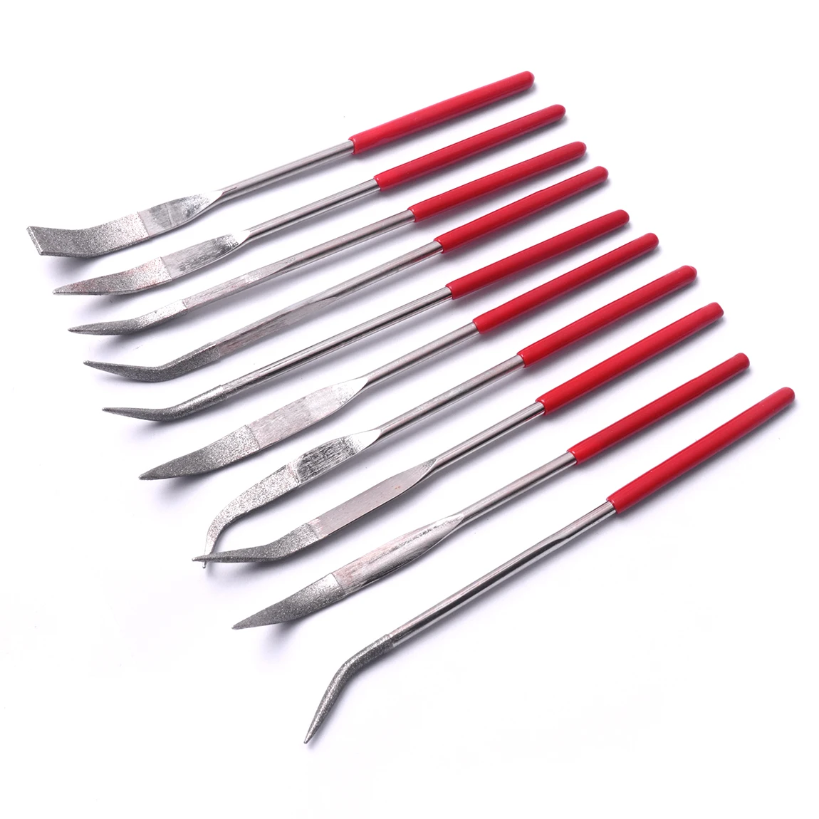 10pcs/set Diamond Needle File 4*160mm Coated Lapidary Bent Curved Files Mechanical Watch Jewelry Files Tools Set
