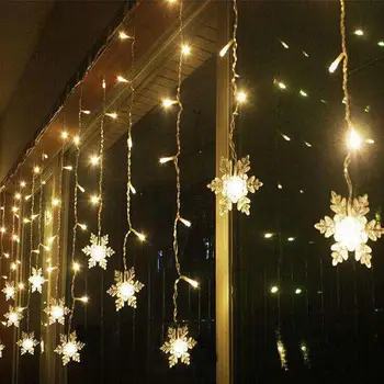 

96LED 3x0.65M 220V EU Plug Curtain Strings Light 8-Mode Lamp Holiday Party Decor
