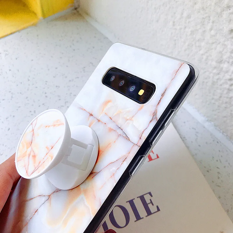 Роскошный матовый мраморный милый чехол для samsung Galaxy S10e S10 S9 S8 Plus Note 9 8 S7 Edge Мягкий силиконовый чехол с держателем