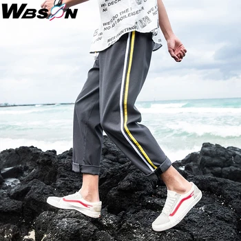 

Wbson Korean Style Fashion Side Stripes Casual Pants Men Loose Hip Hop Street Jogger Pants 100% Cotton Long Trouser Men LWKS711