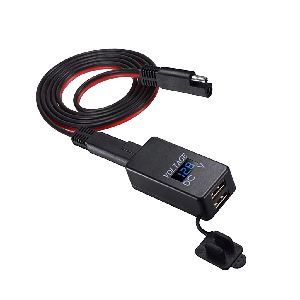 Автомобильный мотоцикл SAE адаптер двойной USB светодиодный дисплей напряжения Цифровой вольтметр быстроразъемный штекер
