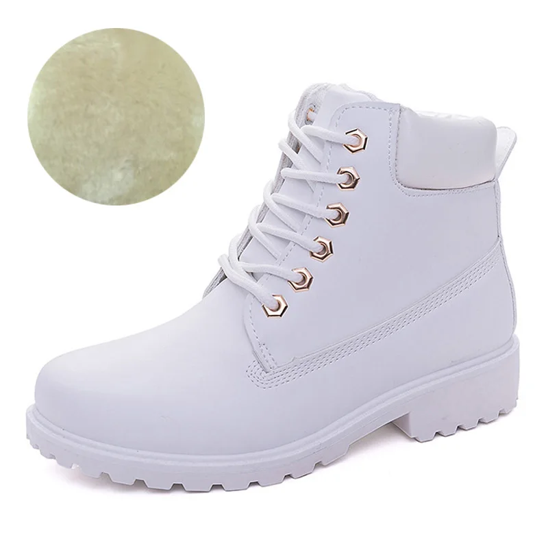 white fur Модные ботильоны; женские зимние ботинки; коллекция года; популярные женские ботинки на плоской подошве; женская обувь; Классическая обувь; зимняя обувь размера плюс - Цвет: white fur