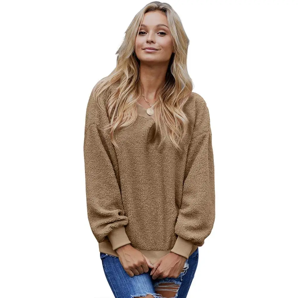 camel sweatshirts Adogirl махровая нить кашемировая Толстовка осень зима мягкие теплые длинные рукава Свободные повседневные пуловеры Модные топы толстовки - Цвет: camel sweatshirts