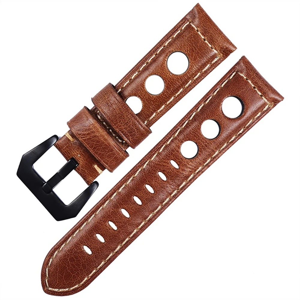 Premium Calfskin Leather Breathable Watch Strap Bracelet - High Quality, Multiple Sizes Available