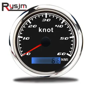 

85mm Analog Black Face White LED Backlight 60Knot Speedometer Speed Gauge RPM Pulse Signal 0~60 knots NMI Odometer Digital