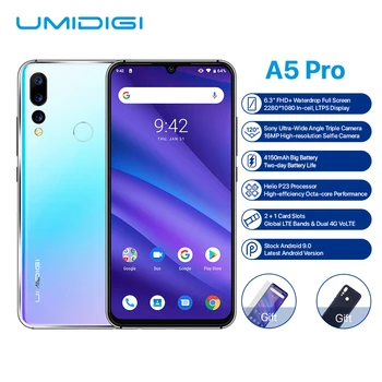 

Global Version UMIDIGI A5 PRO Android 9.0 Octa Core 6.3'' FHD+ Waterdrop 16MP Triple Camera 4150mAh 4GB RAM 4G Mobile Phone