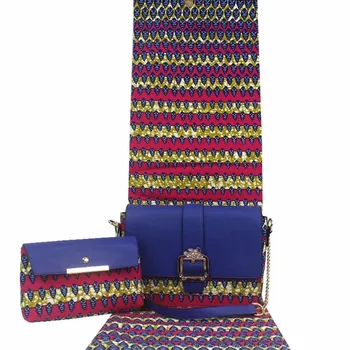 

3pcs African Ankara Tote Bag set,1 Small Clutch Bag Matching Ankara fabric African print Fabric In Blue For Party YB-31
