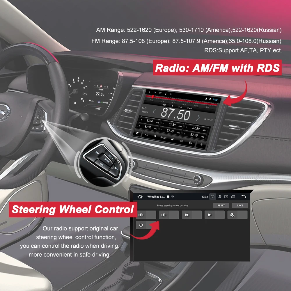 Top 9" 2Din Full Touch Android 8.1 RAM2G+ROM32GB 1024*600 GPS Wifi Radio Audio Car Player universal For Kia Sportage R 2016 (NO DVD) 2