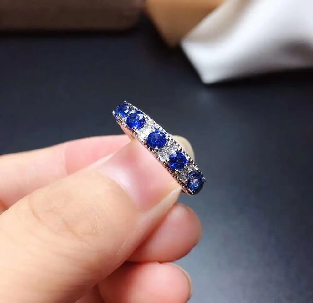 Natural real blue sapphire ring 925 sterling silver Fine handworked jewelry Finger rings | Украшения и аксессуары