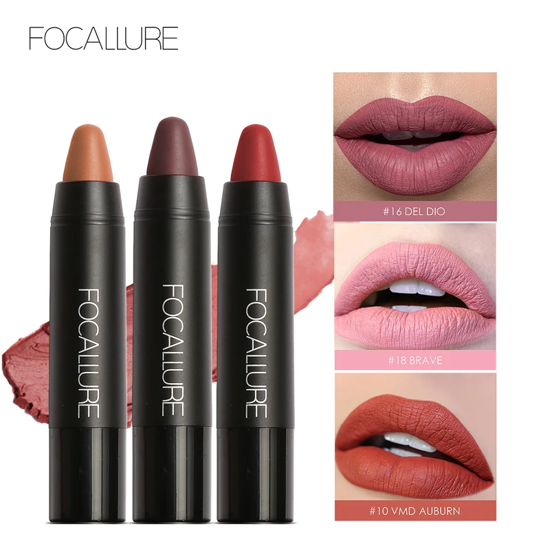 

Matte Crayon Lipstick Waterproof Long-lasting Professional Lipstick Nude Lips Tint Pigment 19 Colors Easy To Wear FOCALLURE