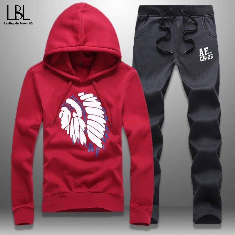 

Men's Sportswear Sets 2019 Winter Autumn Casual Tracksuit Men Women 2 Piece Hoodie + Sweatpants Set Outwear Couple Clothing