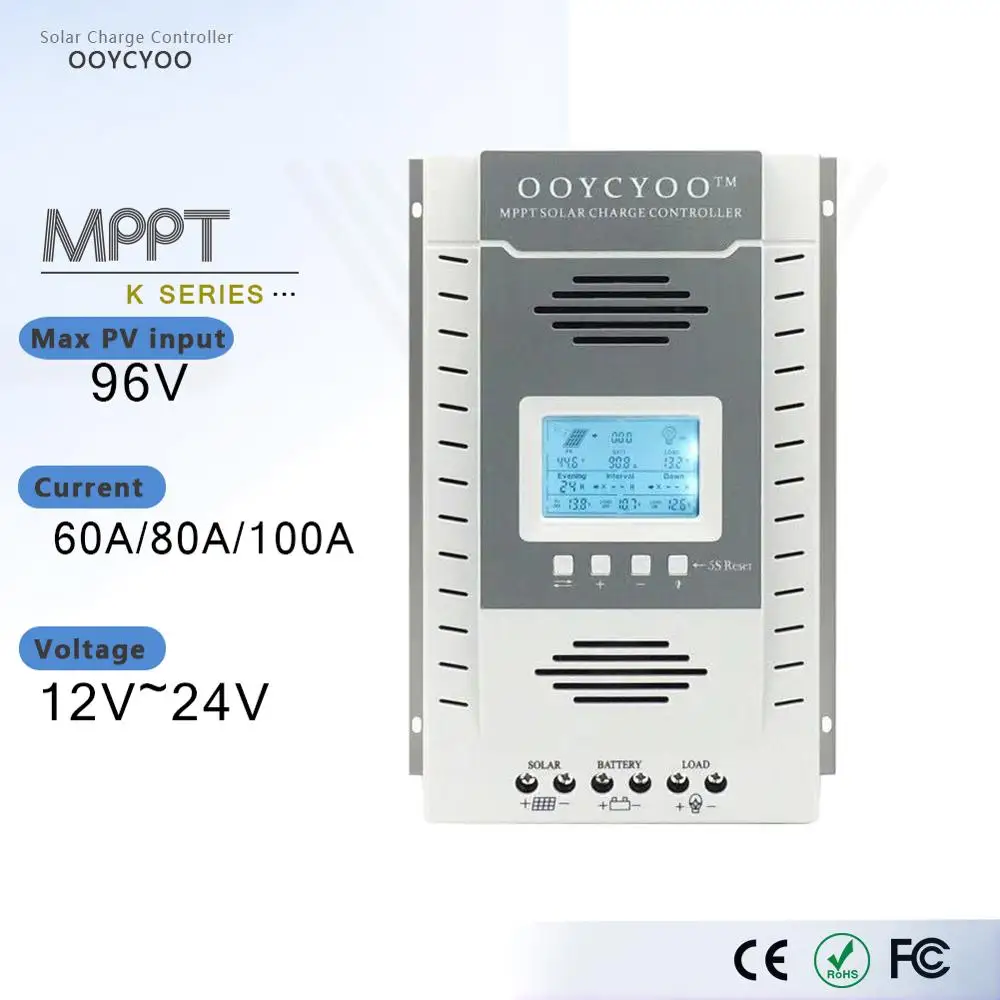 

MPPT Solar Charge and Discharge Protection Controller For 96V Solar Panel 60A 80A 100A 12V 24V Battery Regulator 5V Output USB