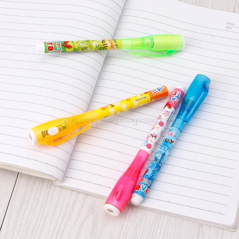 Invisible Ink Pen With Light Magic Marker Kid Pen for Secret Message N22 4PC invisible ink pen