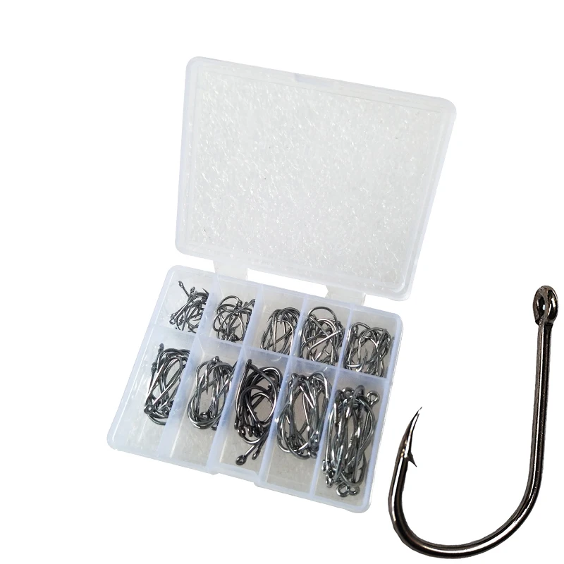 100pcs Fishhooks Set Black Gold White Eye Flat Circle Head Fish Hook Jig  Carp Sea Fishing Hooks Goods Accessories Tackle Pesca