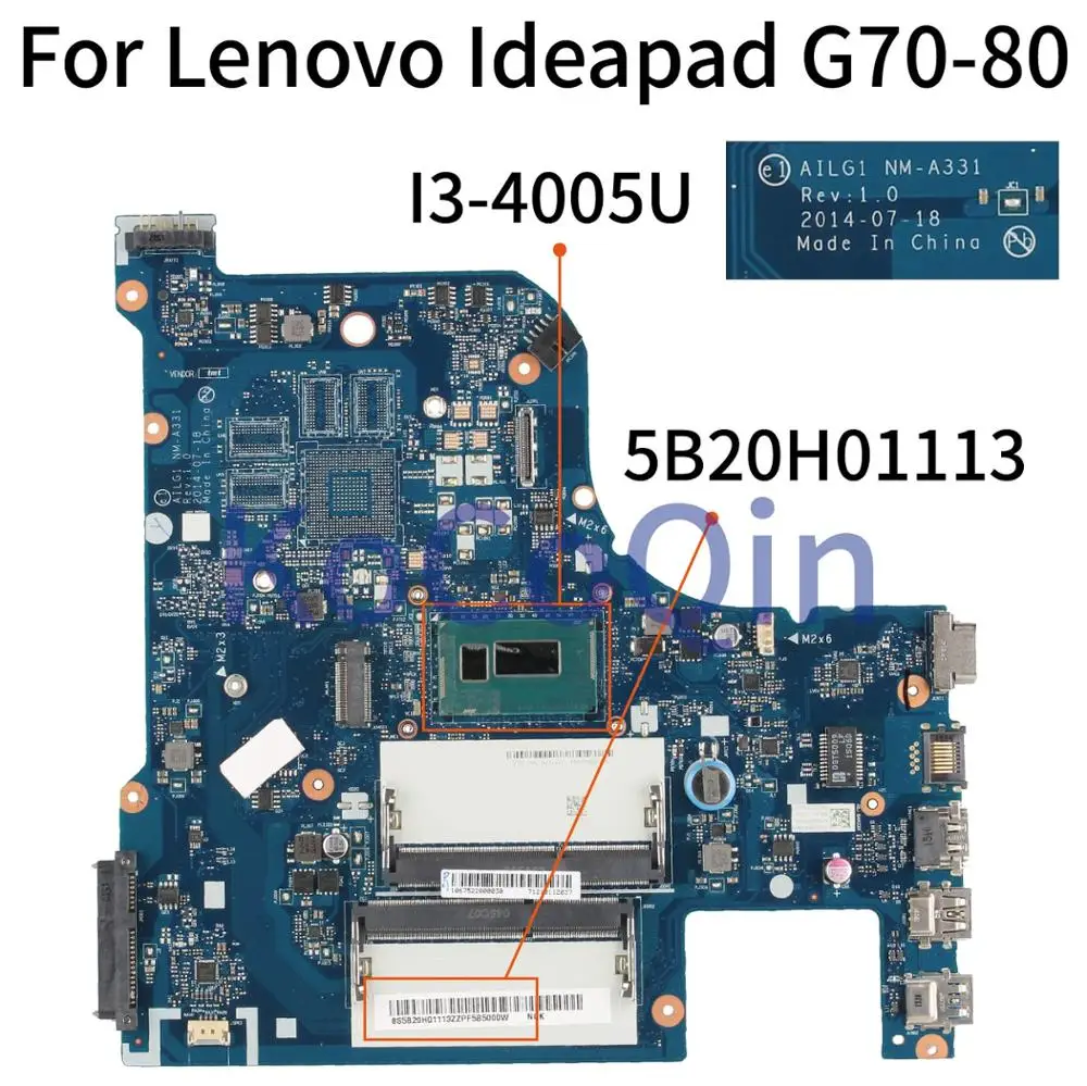 

Материнская плата для ноутбука LENOVO Ideapad G70-70 G70-80 Z70-70 Z70-80 I3-4005U AILG1 NM-A331 5B20H01113, материнская плата для ноутбука
