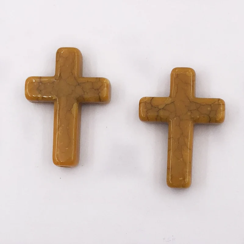 24x18x6mm 50pcs 50 шт., белый, красный, коричневый, фиолетовый крест, натуральный камень, бисер, бисер для браслета, дизайн, окрашенный, 24x18x6 мм, отверстие: 2 мм - Цвет: 24x18x6mm 50pcs