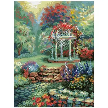 

Pavilion in the garden patterns Counted Cross Stitch 11CT 14CT 18CT DIY Cross Stitch Kits Embroidery Needlework Sets home decor