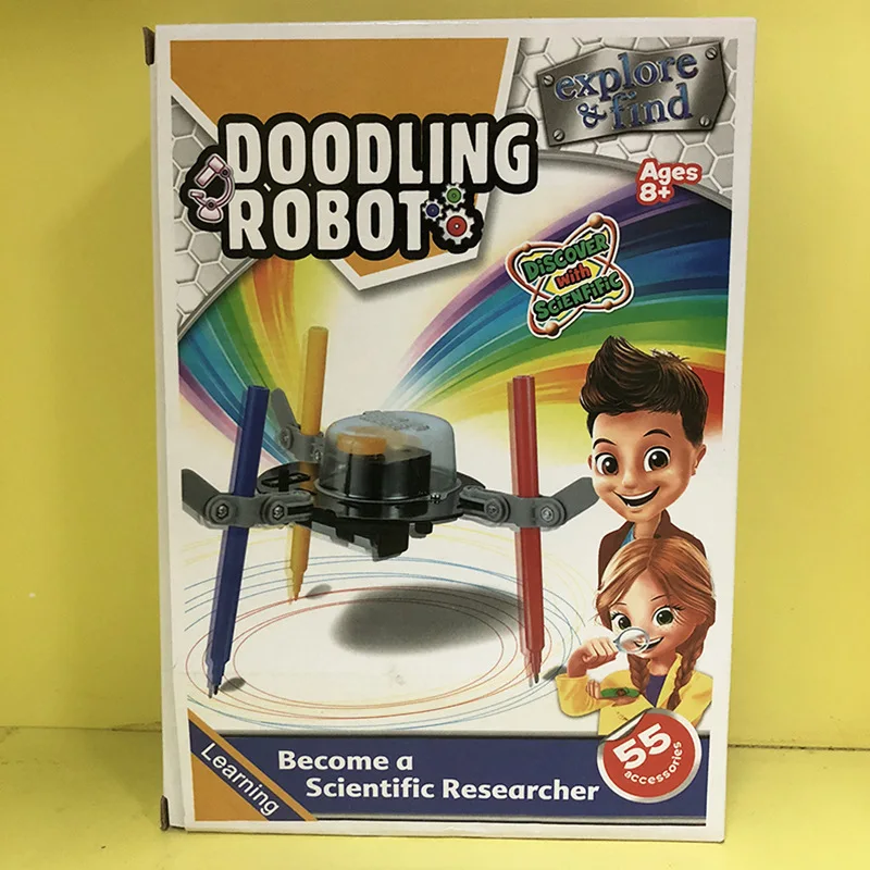 

Teenager Students Children DIY Toy Set Science Creative Power Machine Series Graffiti Robot Painted