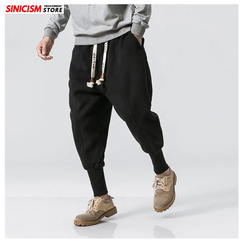 Sinicism магазин японский повседневный хлопок сплошные брюки мужские шаровары свободные Jogger брюки 5XL китайские мешковатые Леггинсы Брюки