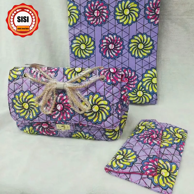 SISI Новое поступление Печатный Воск Сумка Набор, Высококачественная африканская женская сумка с африканская парафинированная ткань принты ткань для модных Вечерние
