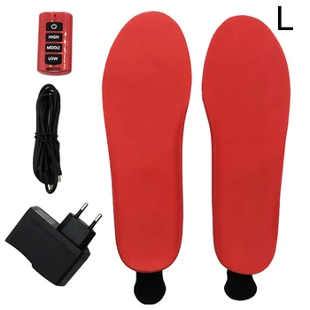 

1pair Foot Warming Winter Warm Heated Insoles Electric Thermal Washable Temperature Adjustable Pad Remote Control Soft Students
