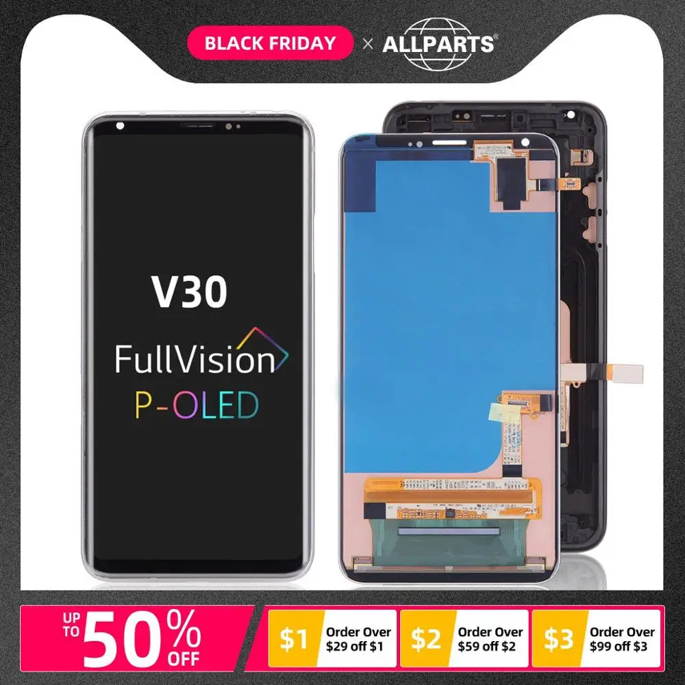 Дисплей для LG V30 в сборе с тачскрином на рамке Оригинал черный|Экраны для