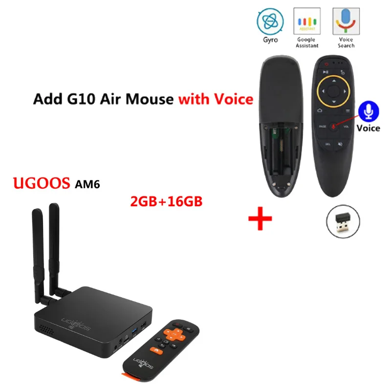 UGOOS AM6 4K Smart tv Box Amlogic S922X 2 Гб DDR4 16 ГБ Android 9,0 ТВ-приставка 4 ГБ 32 ГБ 1000 Мбит/с BT5.0 2,4G 5G wifi медиаплеер - Цвет: 2G16G add g10s