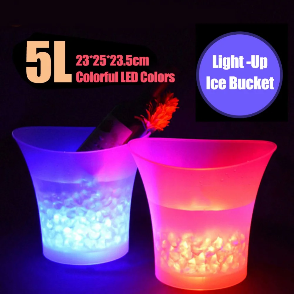 6 цветов светодиодный 5л водонепроницаемый пластиковый светодиодный ведро для льда цветные бары для ночных клубов светодиодный светильник для шампанского пивные ведра ночные Вечерние