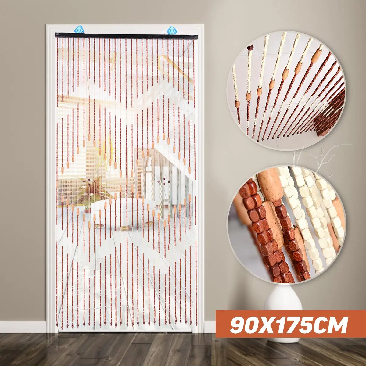 Kaufen Handgemachte Holz Jalousien 90x220cm 31 Linie Holz Perle Vorhänge Fly Screen Tor Teiler Sheer Für Flur Wohnzimmer zimmer Tür Fenster