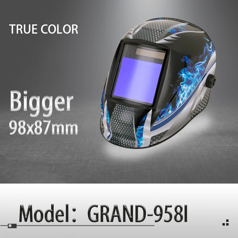 Escurecimento automático capacete de soldagem/máscara de soldagem/mig mag tig cor verdadeira/cor real/4arc sensor/célula solar (Grand-918I/958i)