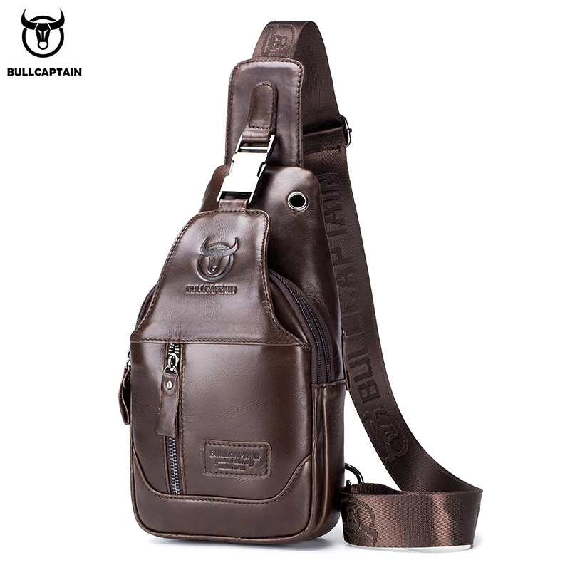BULLCAPTAIN Fashion Men's Shoulder Bags Leather Chest Bag Men Casual Business Cross Body Bag's Short-Distance Travel Bages