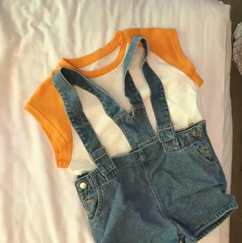 

2020 New Style Girls Boys Denim Overalls Summer Fashion Kids Shorts 1-6t QH404