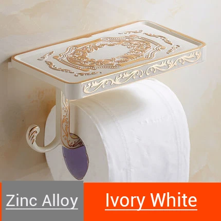 Ivory White Винтажный держатель для туалетной бумаги для ванной комнаты, держатель для туалетной бумаги, держатель для телефона, подставка для сотового телефона, медная стойка для салфеток из розового золота - Цвет: Ivory White