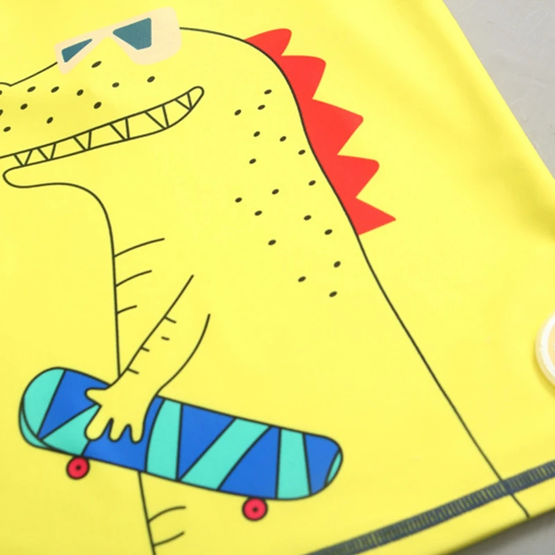 Children Swimming Suit Dinosaur Print Boys Swimwear Long Sleeves Yellow UPF50+ UV Swimsuit Boy Bathing Suit Kids 2-11T