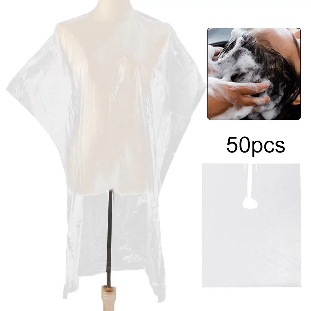 Capes de Cabeleireiro Corte de Tintura de Cabelo Mulheres Homens Descartáveis pe Avental Impermeável Cabo Barbearia Cabeleireiro Pano 50 Pçs 1 folhas e invólucros