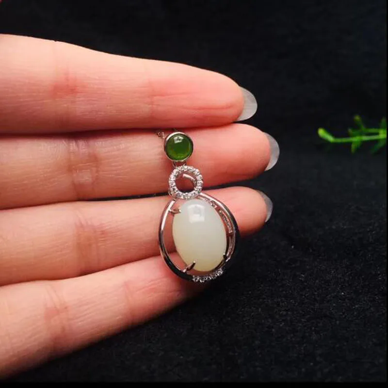 KJJEAXCMY Natural 925 Sterling Silver Hetian White Jade Women Pendant Necklace Jewelry Charm Gift